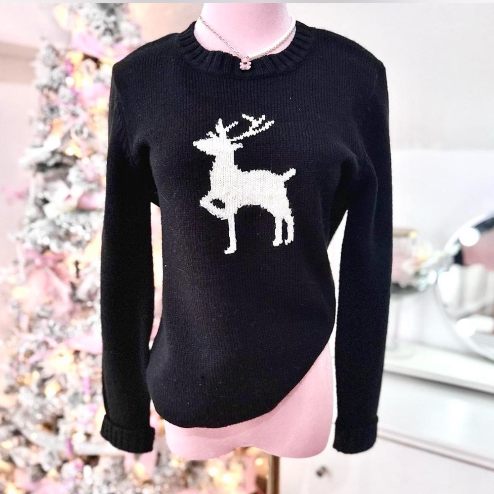 Black Reindeer Sweater•Size S/M